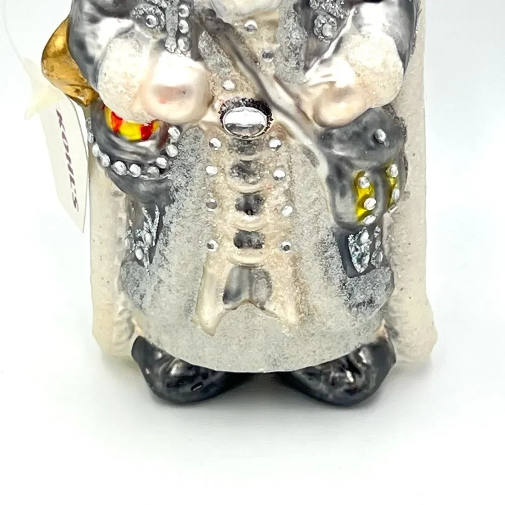 Santa Claus /‎ Wise Man Blown Glass Christmas Ornament Holiday Silver White NEW